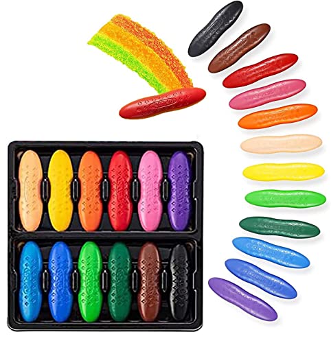 SEIYOGDS Crayons de Cire Pour Tout-petits, Crayons de Cacahuètes, 12 Types de Couleurs Lavables Sans Danger, Ne Se Salissent pas Les Mains, Ne se Cassent pas Facilement, Sûr et Non Toxique Cover