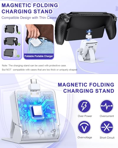 Image of FYOUNG Accessories Kit for PlayStation Portal, Carrying Case Bundle and Magnetic Portable Charger for PS5 Portal with Protective Case, 2 Screen Protectors, Wired Headphone, 8 Thumb Grips (Blue)