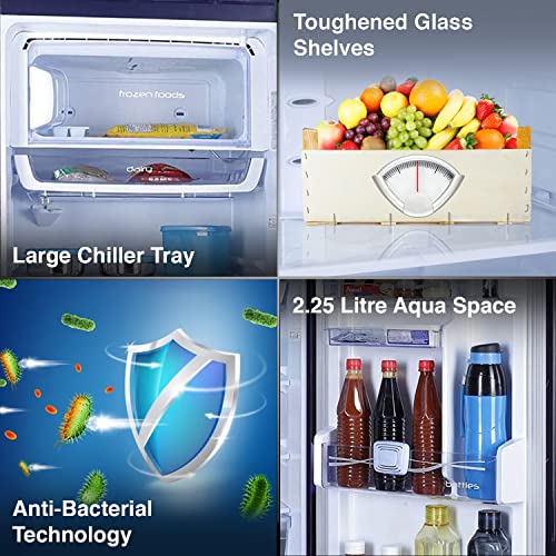 Image of Godrej 190 L 5 Star Inverter Direct-Cool Single Door Refrigerator (RD 1905 PTDI 53 JW BL, Jewel Blue, Base Stand with Drawer)