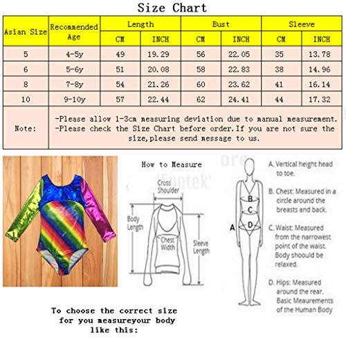 DYNWAVE Macacão de Ginástica de Dança para Meninas Do -íris 4-8 Anos Ballet Dance Unitard Roupas de