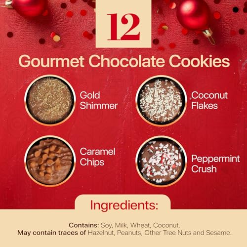 Image of Gourmet Cookie Gift Basket - 12 Premium Cookies with Milk Chocolate & Assorted Flavors, Ideal for Holiday Gifting, Birthdays, and Corporate Appreciation - USA Made