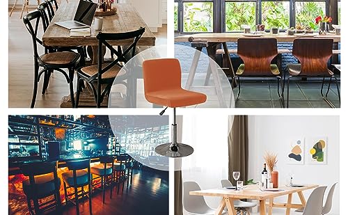 Image of Bar Stool Cover Square Swivel Bar Chair Seat Velvet Bar Stool Protector Cover for Counter Height Medium Low Back Chairs (2 Pack) (Dark Orange)