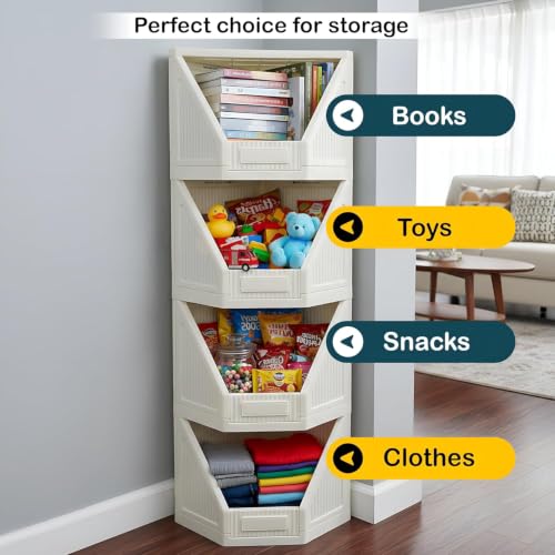 Image of mechdel Cupboard Rack for Clothes Plastic Cabinet for Storages Foldable Wardrobe for Clothes Plastic Cloth Rack for Storages Clothe Storage (Corner Cupboard Rack-1 Door -White, 2PCS)