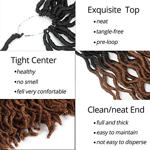 Short Gypsy Locs Crochet Faux Locs 12 Inch Brown Goddess Wavy Faux Locs Crochet Hair Natural Looking And Pre-Looped Kanekalon Synthetic Crochet Braids Dreadlocks Hair Extensions (12Inch,T1B/30) #TOP3