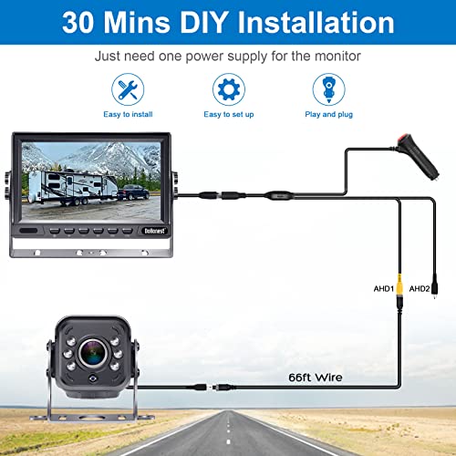 Dohonest Rv Backup Camera Hd 1080P 7'' Lcd Monitor System Infrared Night Vision Waterproof Metal Rear View Cam Adapter For Furrion Pre-Wired Rv Truck Trailer Camper Van V22 #TOP2