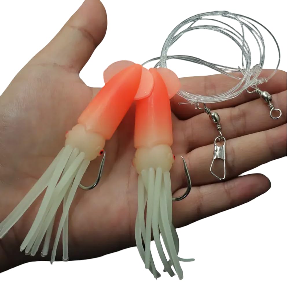 AMZfishing Novità 2025 calamari naturali sistema | Norvegia pesca | Esche Norvegia | Esche Norvegia | Esca per pesca in mare | Catturatore accessorio | Norvegia pesca in barca (b: tipo 1 (confezione