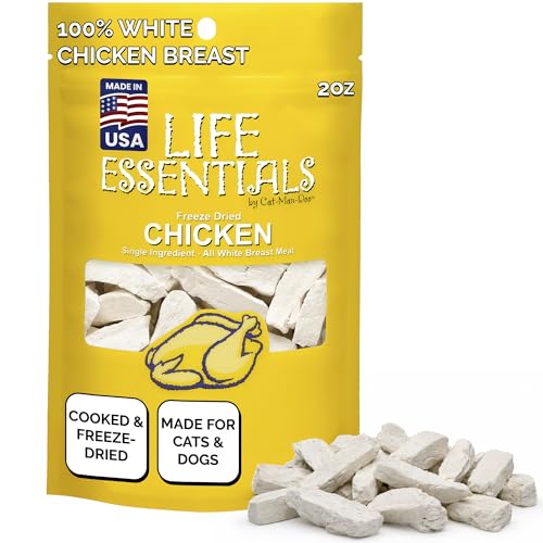 Life Essentials by Cat-Man-Doo | Chicken - 2oz. Bag | Freeze Dried Chicken Cat & Dog Treats | Healthy Single Ingredient Training Treats High Protein