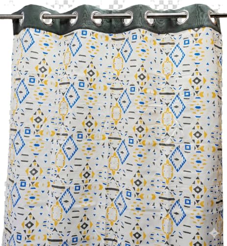Image of Dekor World 2 Pieces Cotton Tribal Diamond Collection for Bedroom and Living Room (Grey, Long Door: 42x108 Inches)