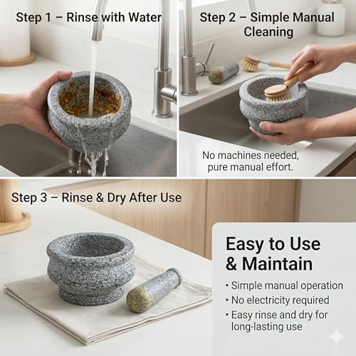 Image of Nakshathra Stone Mortar and Pestle for Kitchen, Handcrafted Heavy Kharal Musal, Traditiaonal Grinder for Crushing Spices, Garlic, Ginger, Herbs, Ideal Khalbatta for Daily Use (6 inch /15.24 cm)