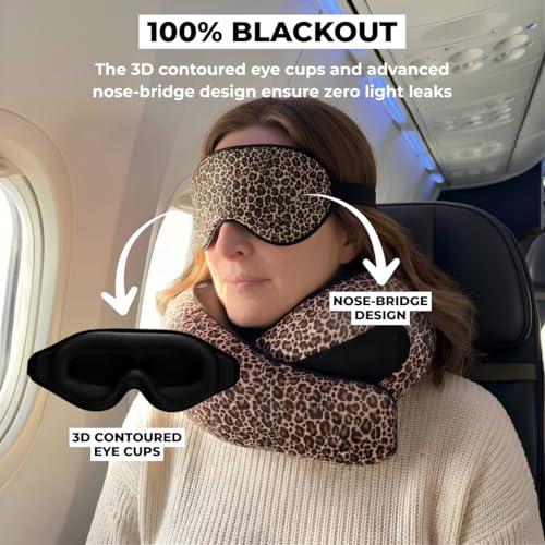 Image of FlyHugz 3D Travel & Home Sleep Mask|Ultra-Soft, 100% Light-Blocking Eye Mask for Deeper Sleep,Adjustable Strap with Nose Bridge Design|Perfect for Travel and Insomnia (Safari Gold Leopard Print)