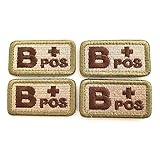 【TERA】 ミリタリー パッチ ワッペン タクティカル サバイバル サバゲ― ベルクロ エンブレム A+ B+ AB+ O+ 刺繍 血液 血液型 (TAN, B+/4枚)