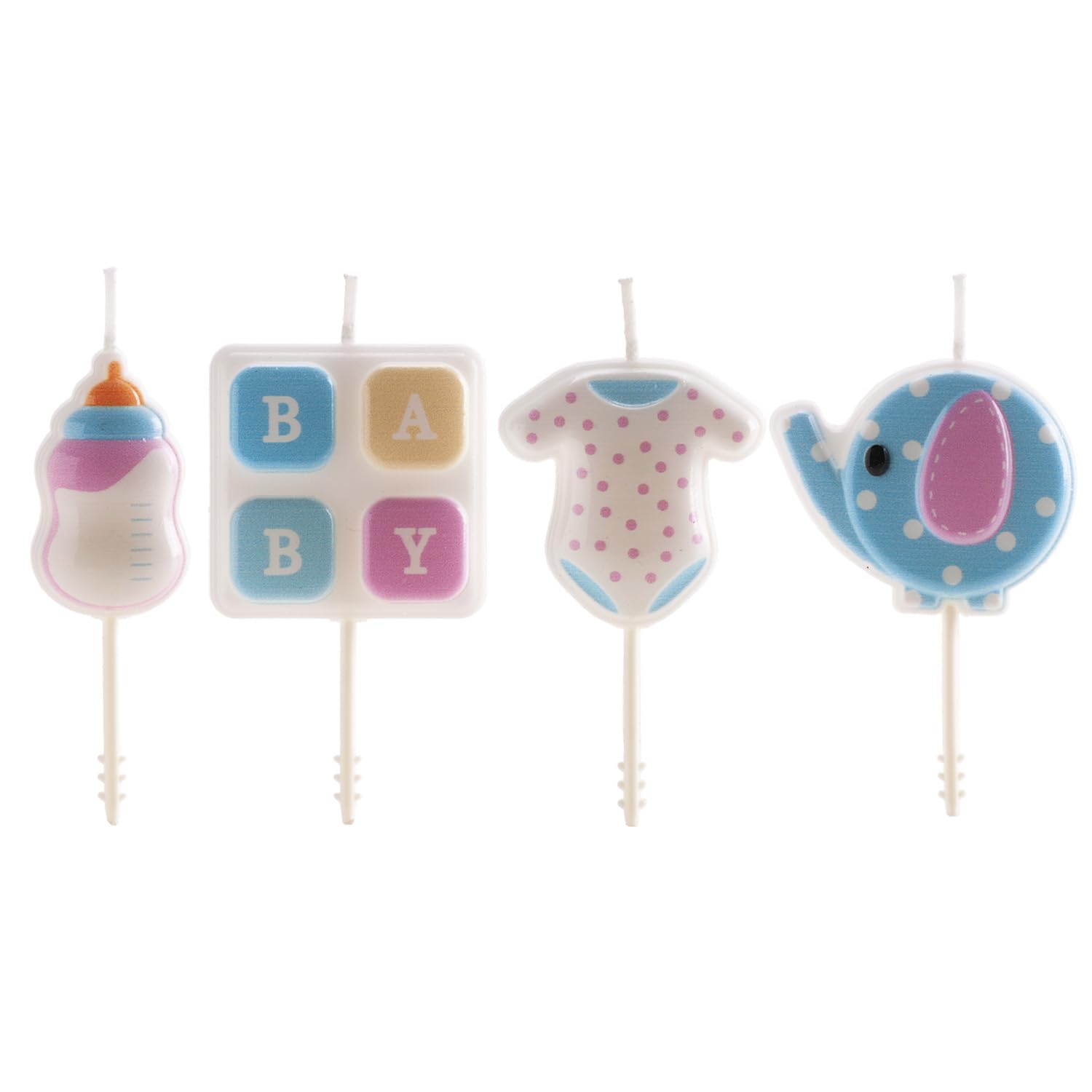 Dekora Multicoloured - Set Of 3D Baby Birthday Candles For Children's Cakes - Original Birthday Candle Children - Pack Of 4