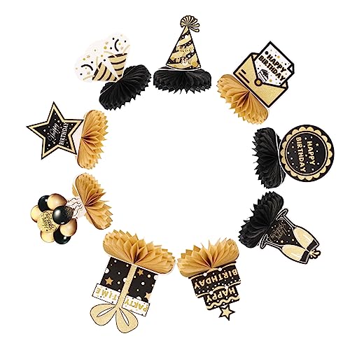 Cabilock 9pcs Birthday Honeycomb Decoration Party Supply Birthday Adornment Paper Honeycomb Birthday Decorations Honeycomb Standing Decor Party Scene Decor Birthday Party Decor