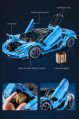 CaDA Italienisches Supercar, blau, 12-Zylinder, 3842 Teile (kompatibel mit Lego Technic), von MOC Desinger Thijs de Boer, C61041 Master, C61041W – Bild 4