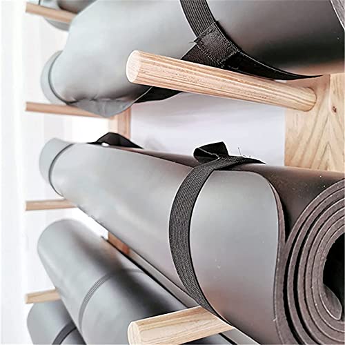 Support tapis de yoga mural bois étagère rouleau mousse gym