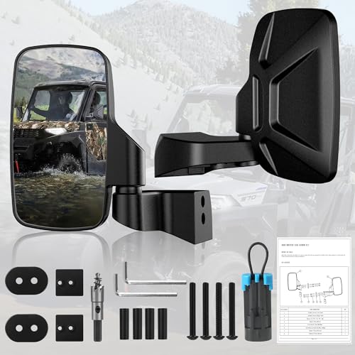 Ranger Side Mirrors Door Mounted, Esploratori UTV Side Mirrors for Full-Door Polaris Ranger Compatible With 2018-2024 Polaris Ranger CREW SP XP 570 1000 2019-24 Commercial Pro XD（ONLY FOR FULL DOORS） - Thumbnail 6