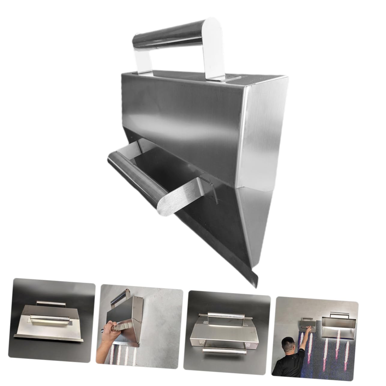 Cazzuola per Finitura in Acciaio Inox Argento Forma Unica | Uso per Lavori di Finitura del Calcestruzzo, Levigatura Pareti, Presa Confortevole e Design Multifunzione