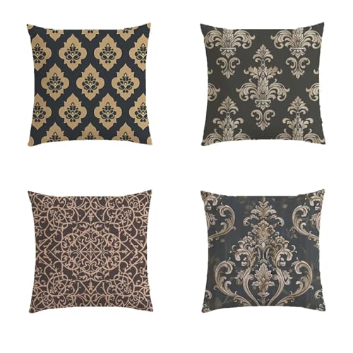 Housse de coussin double sided printing lot de 4 taie oreiller moutarde