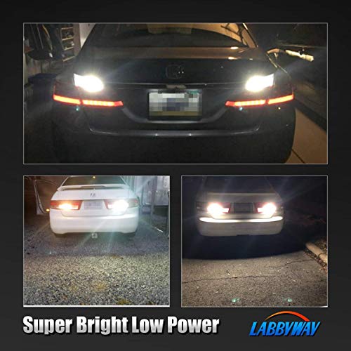 LABBYWAY Pack of 4 1000 Lumens Super Bright 3014 54-EX Chipsets 3056 3156 3057 3157 4157 LED Bulbs with Projector for Reverse Back Up Lights DRL Turn Signal Lights Tail Brake Lights, Xenon White