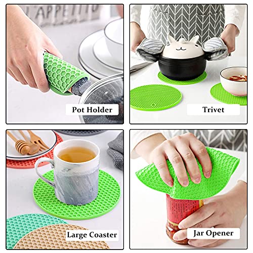 Image of Countertop Protector Heat Resistant Trivets for Hot Pots and Pans - Non-Slip Insulated Heat Pads for Kitchen Counter Green Pack of 4