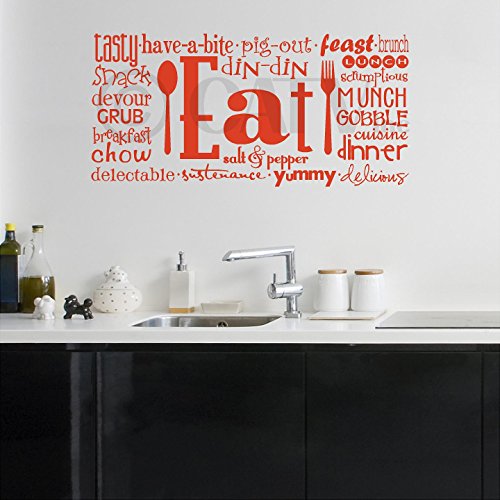 Eat Phrases Vinyl Lettering Wall Decal Sticker (16x35, Red)