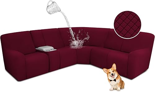 Miniatura 35 de ALIECOM Fundas impermeables para sofá seccional reclinable para sofá seccional reclinable elástico en forma de L, fundas de esquina lavables de