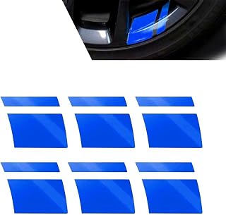 6 PCS Wheel Rim Decal Stripes – Reflective Safety Warning Stickers, Self-Adhesive Waterproof Tire Decoration for 18"-21" Wheels, Universal Fit for Cars & Trucks (Blue)