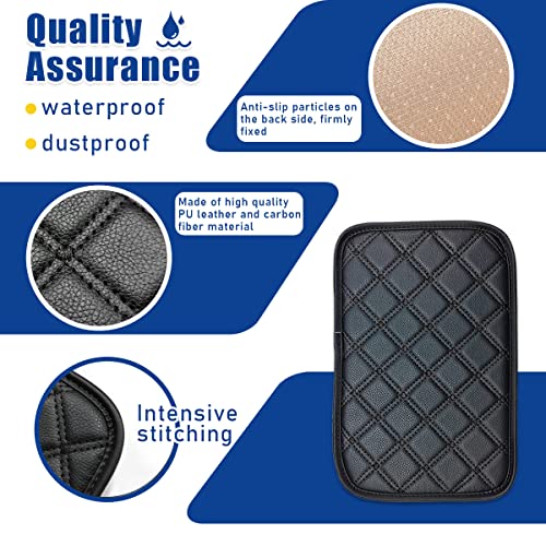 Ziciner Car Leather Center Console Cushion Pad, Comfortable Waterproof Armrest Seat Box Cover Protector, Auto Interior Protection Accessories, Universal For Most Vehivles, Suv,Truck (Black/Black) #TOP2