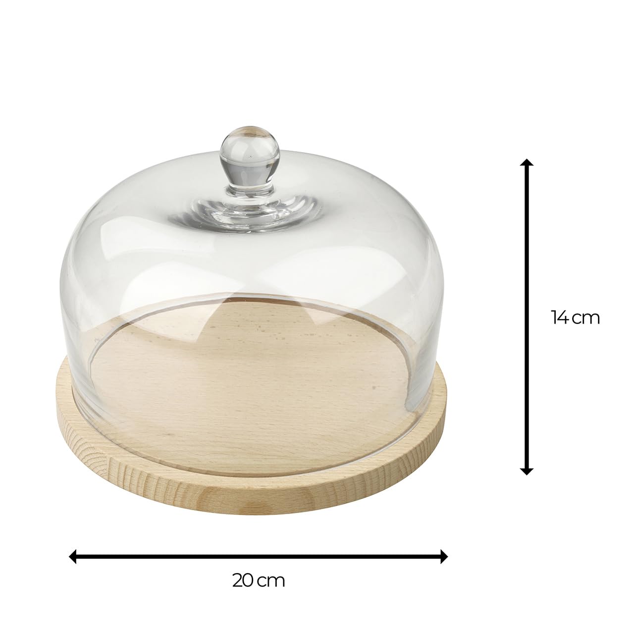 Fackelmann 31035 - Cupola per formaggio, campana da formaggio, vassoio per formaggio, legno certificato FSC, vetro, 24 x 16 cm