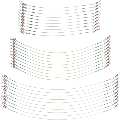 WOONEKY Saltwater Fishing Leaders 30pcs Line Wire Leaders with Swivels Snap Design