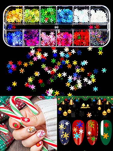 36 Grids Christmas Nail Art Glitter Sequins, Wsimily Holographic Laser Snowflakes Snowman Xmas Tree Santa Claus Nail Sequin Colorful Sparkly Confetti Nail Flake For Xmas Nail Decoration Diy Crafts #TOP1