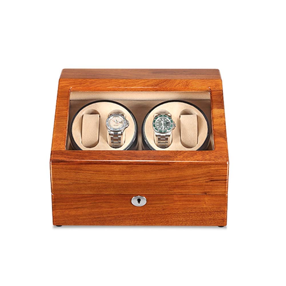 Scatola Carica Orologi in Pelle PU per Orologi Automatici con 6 Scomparti, Motore Silenzioso, 5 modalità di Rotazione, Cuscino Morbido e Ricarica a 3 Vie.，