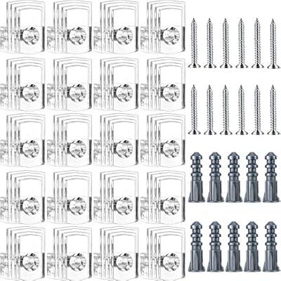 Tatuo Clear Plastic Mirror Holder Clips, Mirror Hanging Kit for Wall (20 Pieces, Style A)