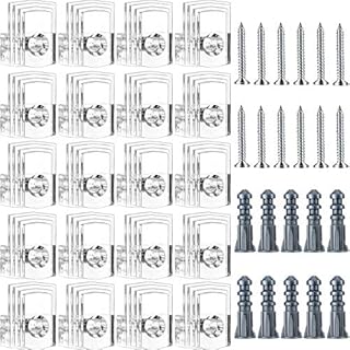 Tatuo Clear Plastic Mirror Holder Clips, Mirror Hanging Kit for Wall (20 Pieces, Style A)