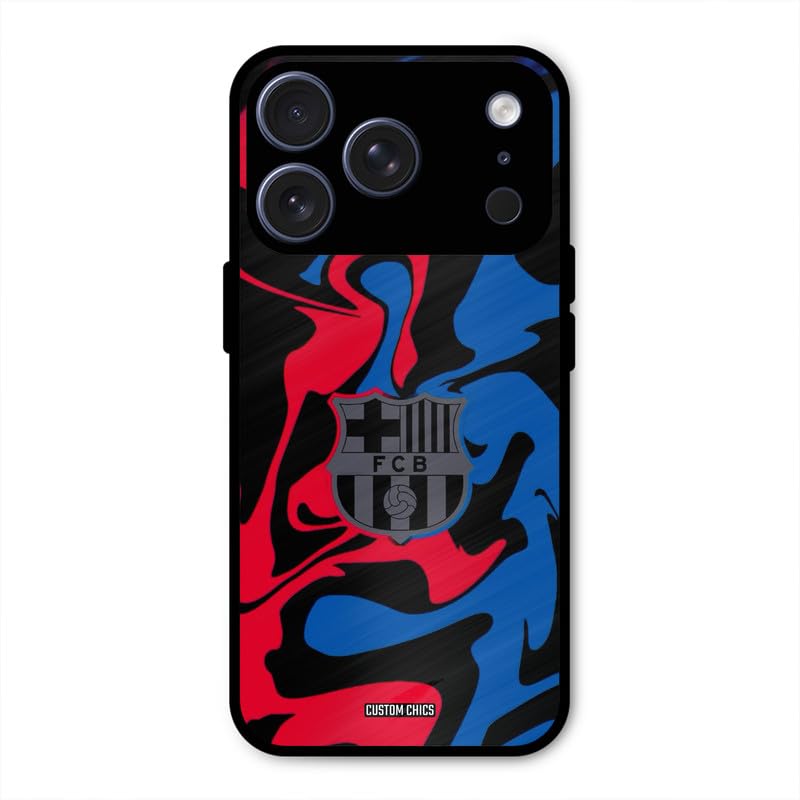 Image of PrintShield FC Barcelona Comic Back Cover for iPhone 17 Pro, Shockproof Printed Phone Case with Soft TPU Sides & Anti-Slip Grip