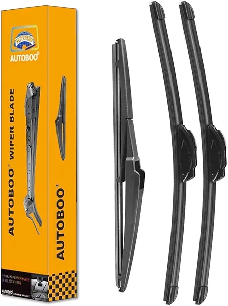 AUTOBOO 24"+14" Windshield Wipers with 12" Rear Wiper Blades Replacement for Fiat 500 2011 2012 2013 2014 2015 2016 2017 2018 2019 -Original Factory Quality (Pack of 3)