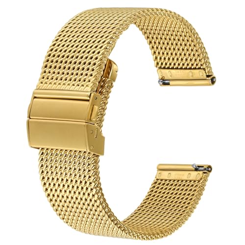 BISONSTRAP Correas de Reloj de Metal, Cierre Plegable, Correas de Malla de Acero...