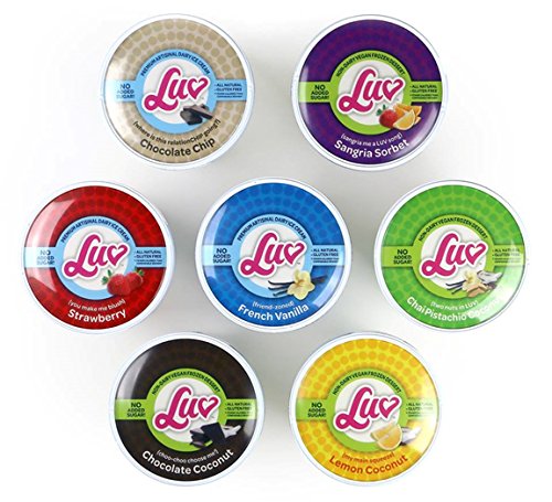 LUV Strawberry Ice Cream Mix Improved and Reusable Bowl for Blender - No Added Sugar Non-Dairy Frozen Dessert - Gluten Free Vegan Low Net Carb Keto Friendly Fat Bomb Paleo Ice Cream Snack