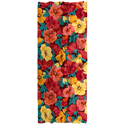Écharpe légère femme rouge et jaune imprimé fleurs pour le printemps