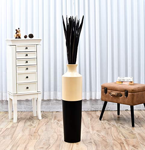 Image of Leewadee Tall Vase Filler, Dried Palm Leaves - 2 Bunches of Colored Decor for Floor Vases, Naturally Dried Arrangements for Vintage Or Modern House Decor, 45 inches, Black Brown
