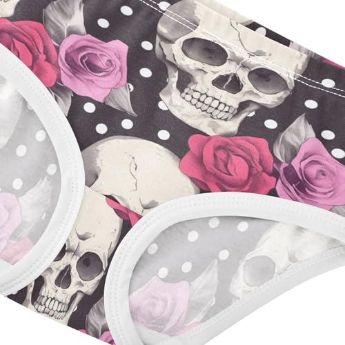 Wusikd Skulls Roses Girls' Underwear Cotton Polka Dots Girls Briefs Soft Toddler Underwear 2T4
