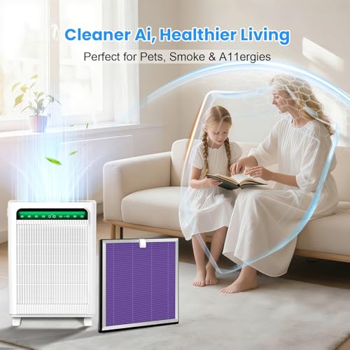 Image of 4 Pack APH4000 Replacement Filter Compatible with KNKA APH4000 Air Purifier | 3-in-1 HEPA and Activated Carbon Filter for Home Large Room - Purple