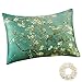 ALASKA BEAR - Natural Silk Pillowcase, Hypoallergenic, 19 momme, 600 thread count 100% Mulberry Silk, Queen Size with hidden zipper, Custom Painting Pillow Case for Room Décor(1, Almond Blossom)