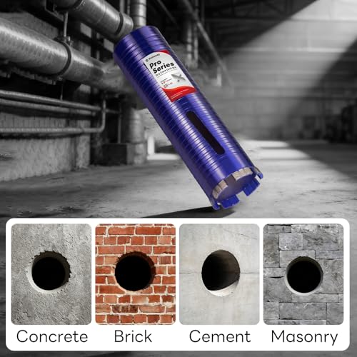 Image of 4-1 /2 inch Core Drill Bit with Pilot Bit & Adapters(SDS Plus and 1 /2 inch Hex), 5 /8 inch-11 Thread, 9.5 inch Depth, Upgraded-Welded Segments Diamond Core Bits for Concrete, Masonry, Brick Block