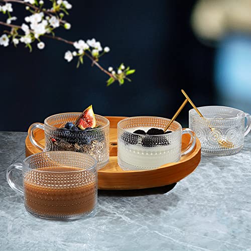 Vozoka Vintage Glass Coffee Mugs, 14Oz Set Of 4 Clear Coffee Cups, Latte Mugs, Coffee Bar Accessories, Iced Coffee Glasses, Ideal For Cappuccino, Latte, Cereal, Yogurt, Milk, Gifts #TOP2
