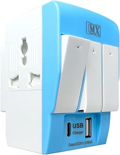MX Type-C PD & USB 3-Pin Multi Plug Socket – Worldwide Universal Travel Adapter with USB Ports, Individual Switch LED, 3-W... Price In India