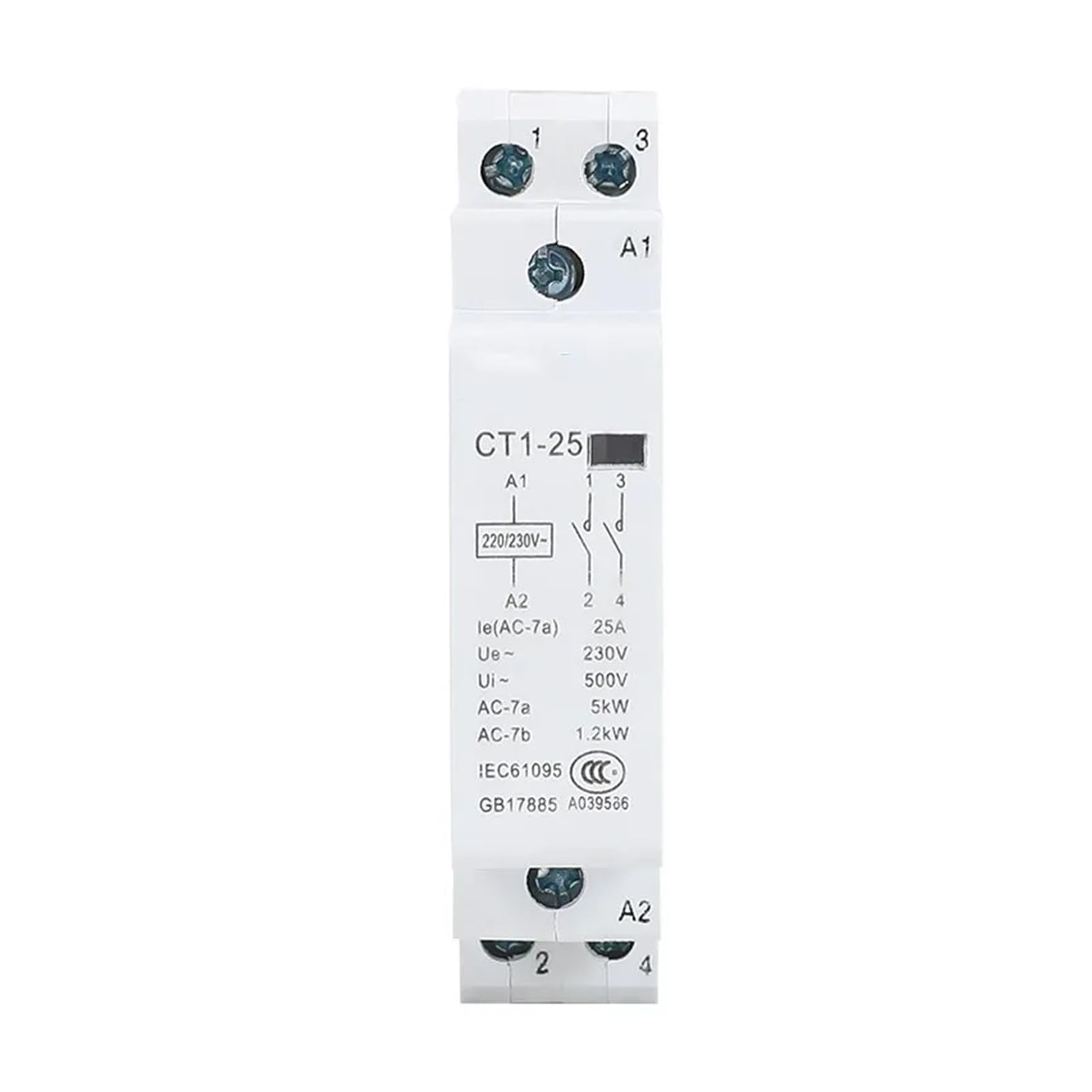 1 szt. CT1-25 2P 25 A 220 V/230 V 50/60 Hz Szyna DIN stycznik modułowy AC do użytku domowego 2NO 2NC lub 1NO 1NC(16A 1NO 1NC)