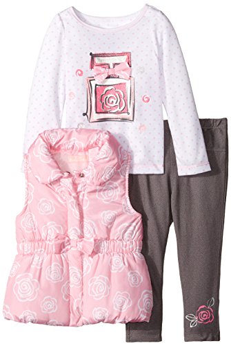 Kids Headquarters Girls' Printed Vest with Tee and Pants Set