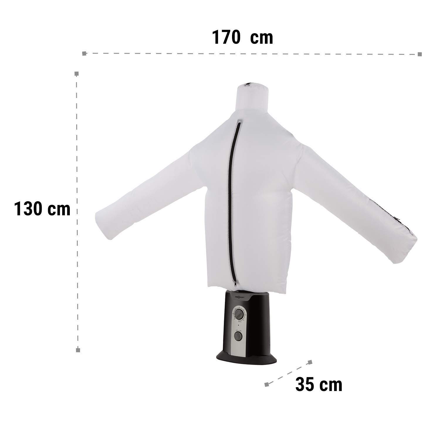 Oneconcept ShirtButler Black Edition - Séchoir Automatique, Repasseur de Chemises, Mannequin de Repassage avec radiateur, Jusqu'à 65°C, Adapté aux Tailles de S à L, Noir