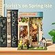 CUTEROOM Mini DIY Holz Book Nook Kit mit LED-Beleuchtung - Kreatives Buchnook-Set für Bücherregal Dekoration - Spring Island Florists Design